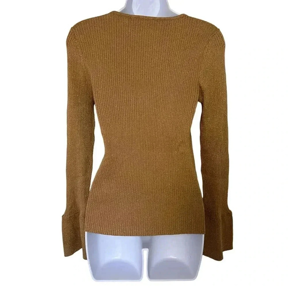 LOFT Shimmer Ribbed Sweetheart Neck Flare Cuff Sweater in size Medium NWT - Picture 5 of 6